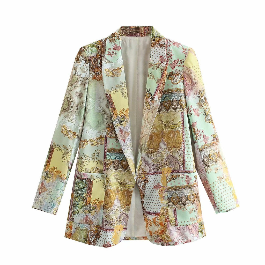 European And American Fashion Retro Trendy Ins Printed Casual Suit Jacket Women - melvincucci