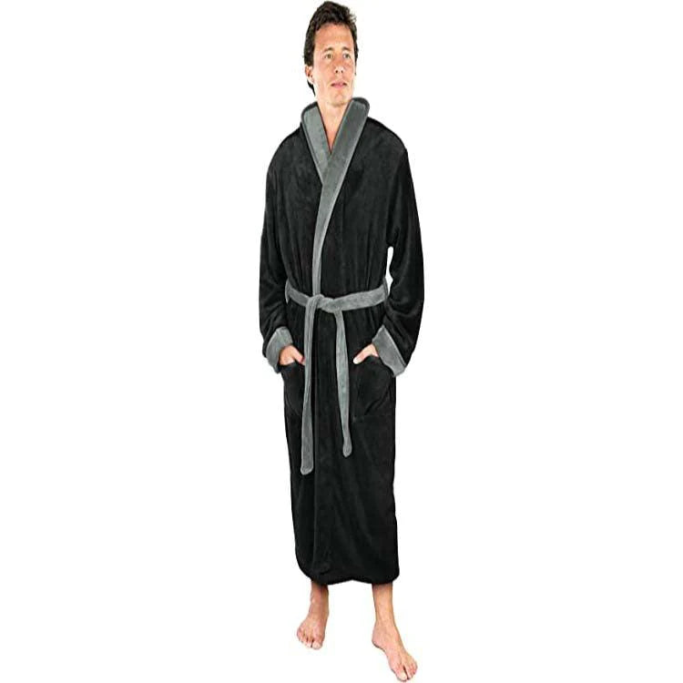 European And American Men's Clothing Men's Bathrobe Shawl Collar Wool Bathrobe Spa - melvincucci