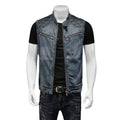 European and American men waistcoat denim vest youth casual stand-up collar vest - melvincucci