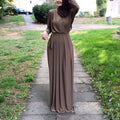 European And American New Style Abaya Dress V-neck Folds And mMopping Floor Skirt - melvincucci