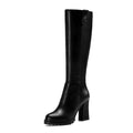 European And American Women Shoe Boots 2021 Autumn Winter New Leather Leather Shoes With High Heels And High Heels - melvincucci