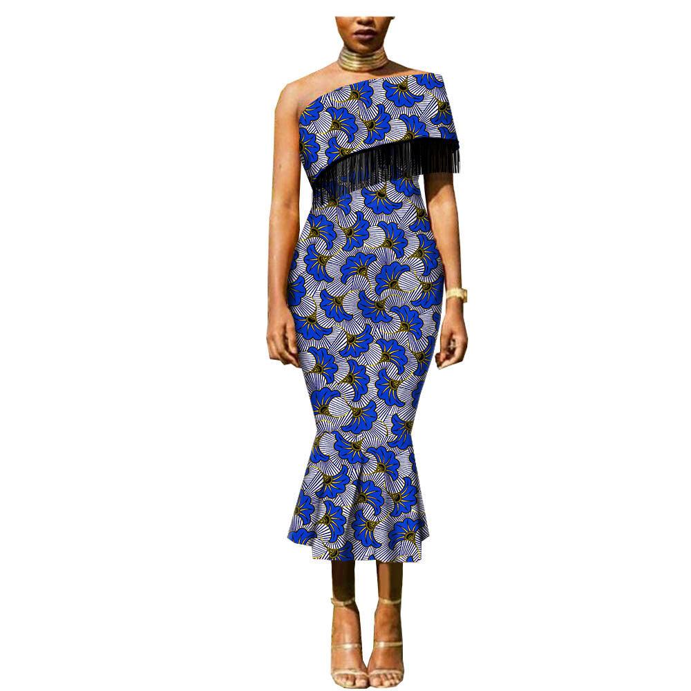 Explosive African Ethnic Double-Sided Printing Batik Cotton Tassel Plus Size Dress - melvincucci