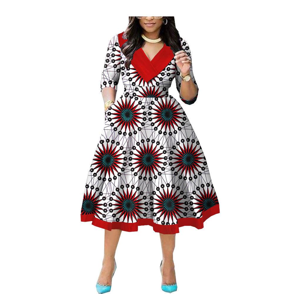 Explosive African Ethnic Double-Sided Printing Export Batik Cotton Dress - melvincucci