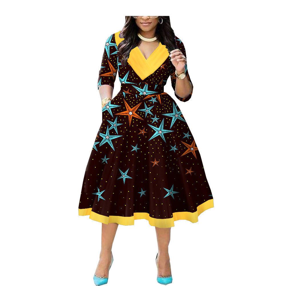 Explosive African Ethnic Double-Sided Printing Export Batik Cotton Dress - melvincucci