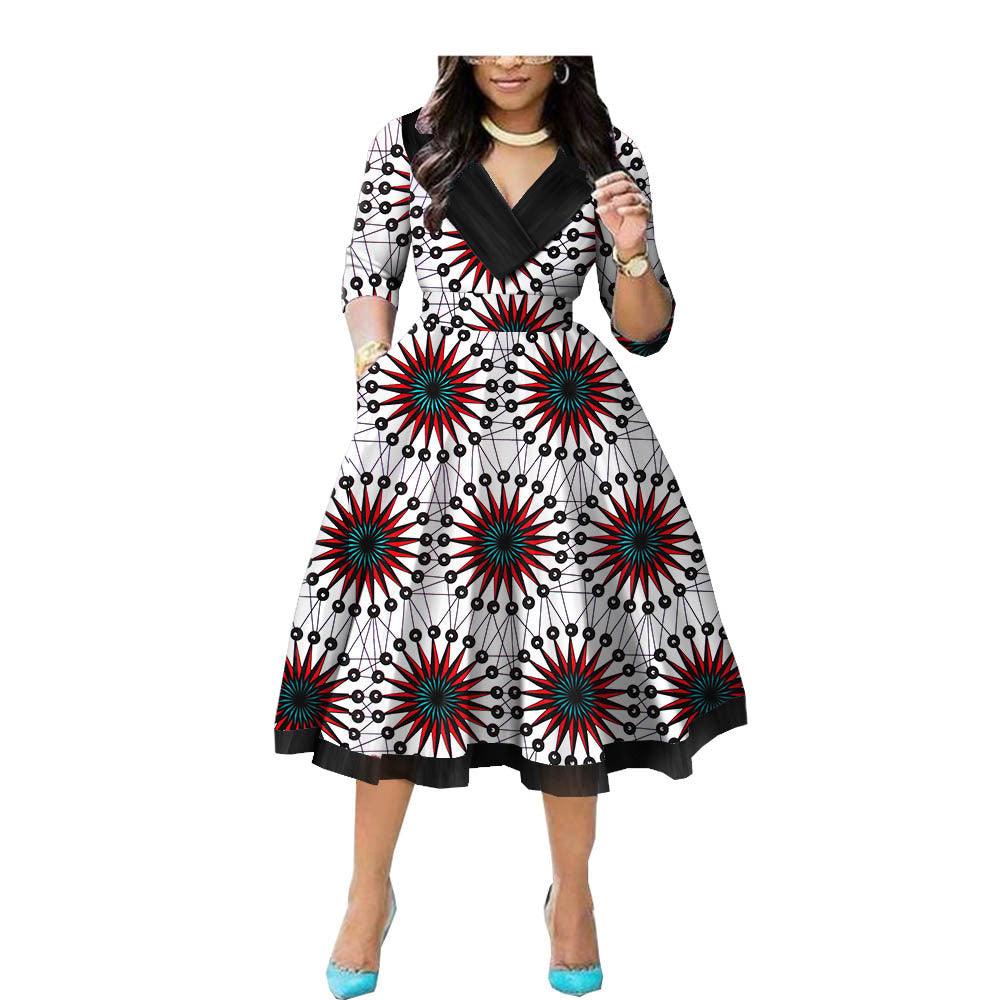 Explosive African Ethnic Double-Sided Printing Export Batik Cotton Dress - melvincucci