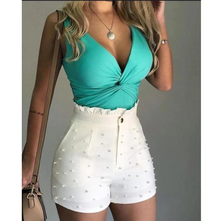 Explosive Style Women's Shorts, Gun Beads Solid Color Sexy Shorts Women - melvincucci