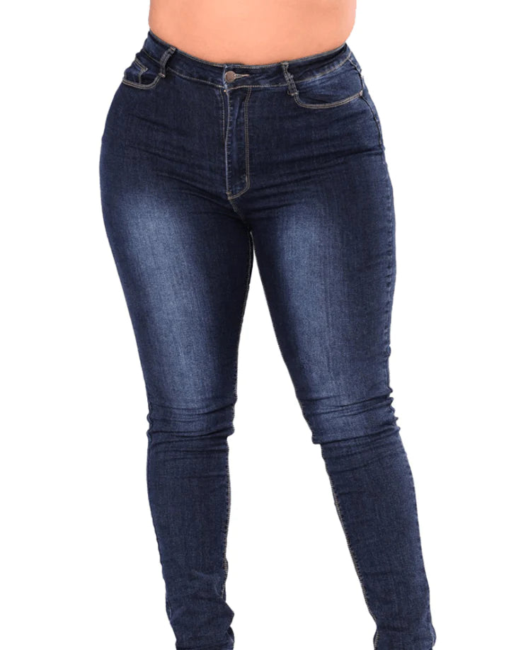 Extra large size fashion high elastic denim pants women - melvincucci