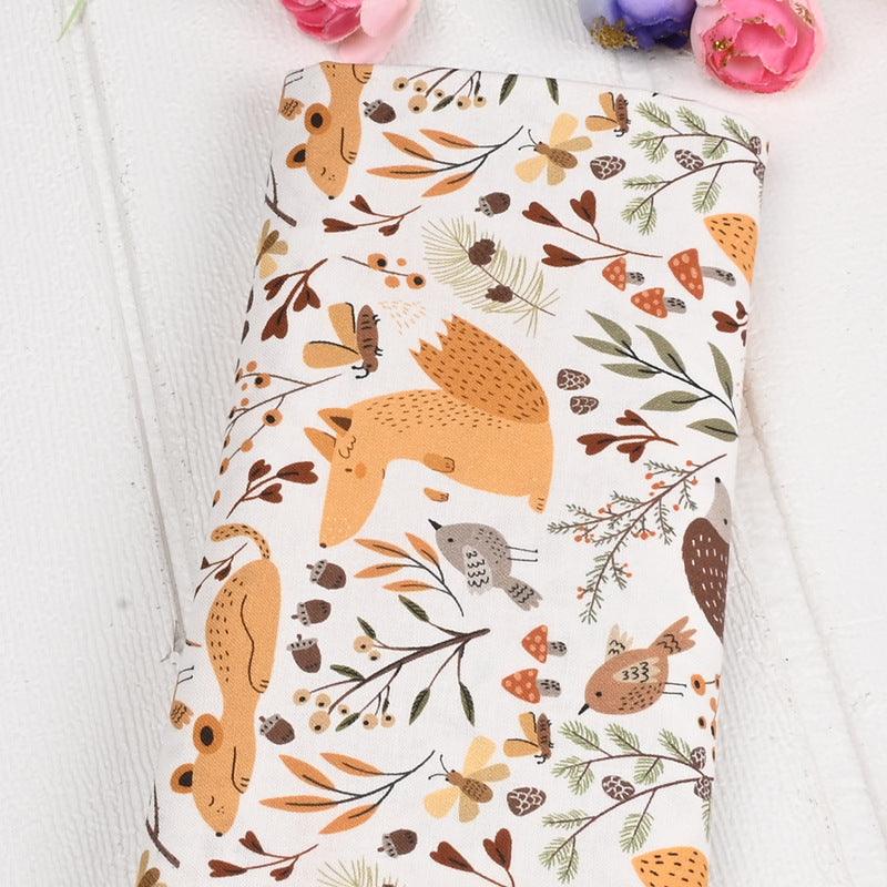 Muslin Bunny Squirrel Print Fabric Cotton Fabric - melvincucci