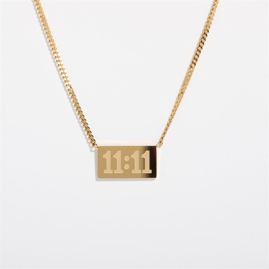 Simple Titanium Steel Square Digital Clavicle Chain - melvincucci