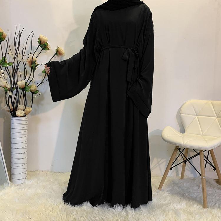 F889 Foreign Trade Cross-border Muslim Women's Long Skirt Abaya Dubai Middle East Jalabiya Pure Color Robe - melvincucci