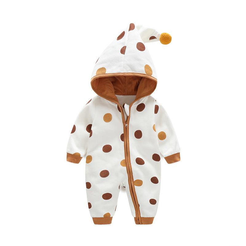Cotton Printed Baby Hooded Crawling Bodysuit - melvincucci