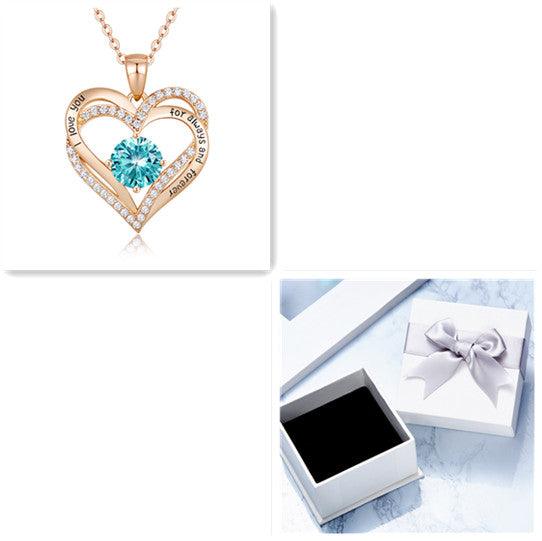 Female 925 Silver Twelve Birthstone Pendant Necklace - melvincucci