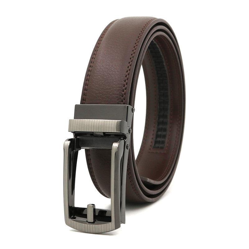 Fake Needle Belt Automatic Buckle Men Cowhide - melvincucci