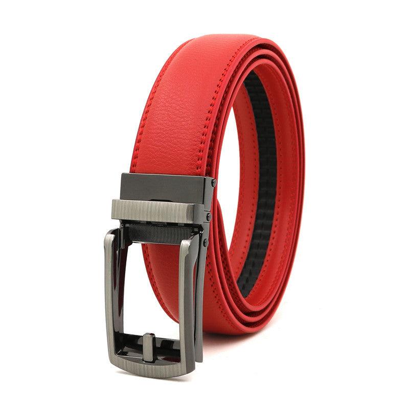 Fake Needle Belt Automatic Buckle Men Cowhide - melvincucci