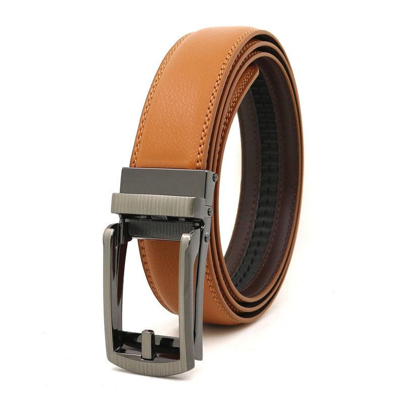 Fake Needle Belt Automatic Buckle Men Cowhide - melvincucci
