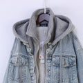 Fake Two-piece Hooded Faux Lamb Wool Denim Jacket Women - melvincucci
