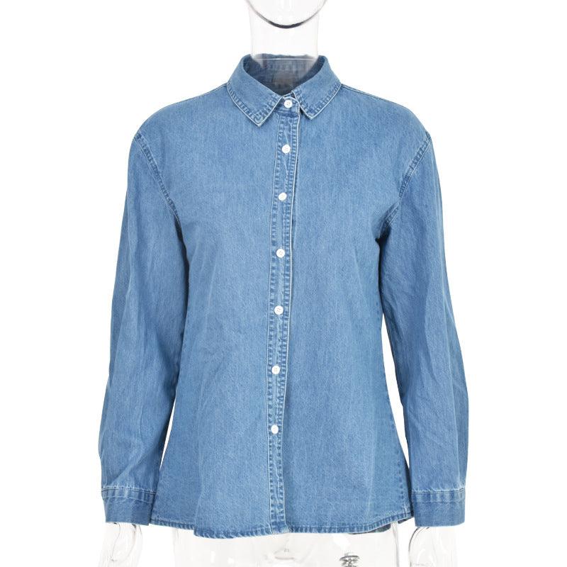 Fall 2021 new loose button denim shirt for women - melvincucci