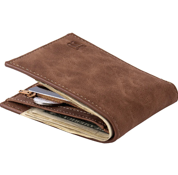 Fashion 2021 Men Wallets Mens Wallet with Coin Bag Zipper Small Money Purses New Design Dollar Slim Purse Money Clip Wallet - melvincucci