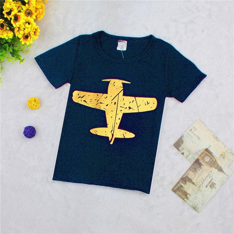Fashion Casual Cotton Print Fashion Small Airplane Kids T-shirt - melvincucci