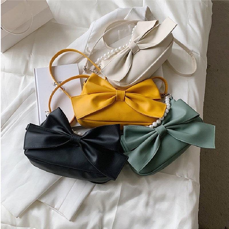 Fashion Design Women Canvas Shoulder Bags Kawaii Girls Bowknot Crossbody Bags - melvincucci