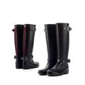 Fashion High Rain Boots Buckle Red Zipper Korean Water Shoe - melvincucci