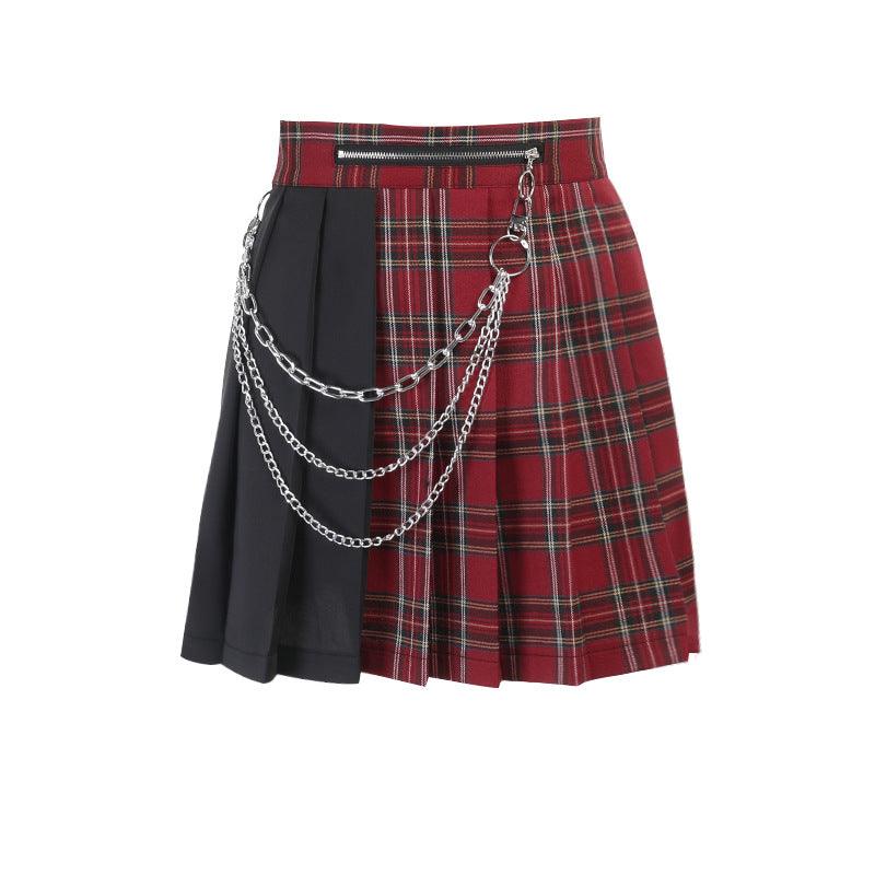 Fashion Ladies Contrast Color Plaid Skirt Women - melvincucci