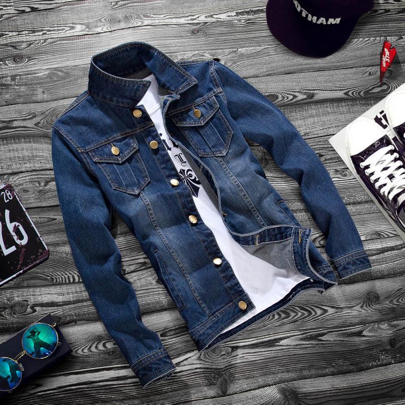 Fashion lapel men's denim jacket jacket men casual - melvincucci