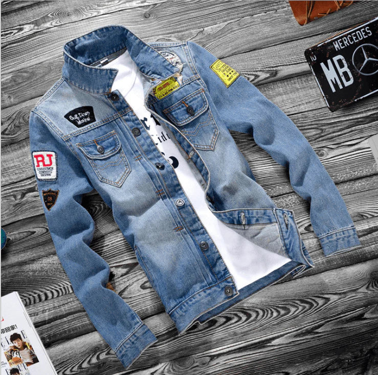 Fashion lapel men's denim jacket jacket men casual - melvincucci
