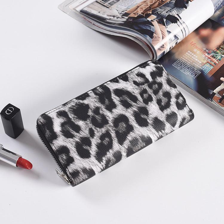 Fashion Long Zipper Women Wallets Bright Leather Black and White Wallet Wallet Prismatic Bag Flower Corner Clutch Bag Purse - melvincucci