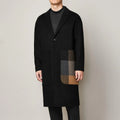 Fashion Men's Color Contrast Stitching Long Woolen Coat - melvincucci