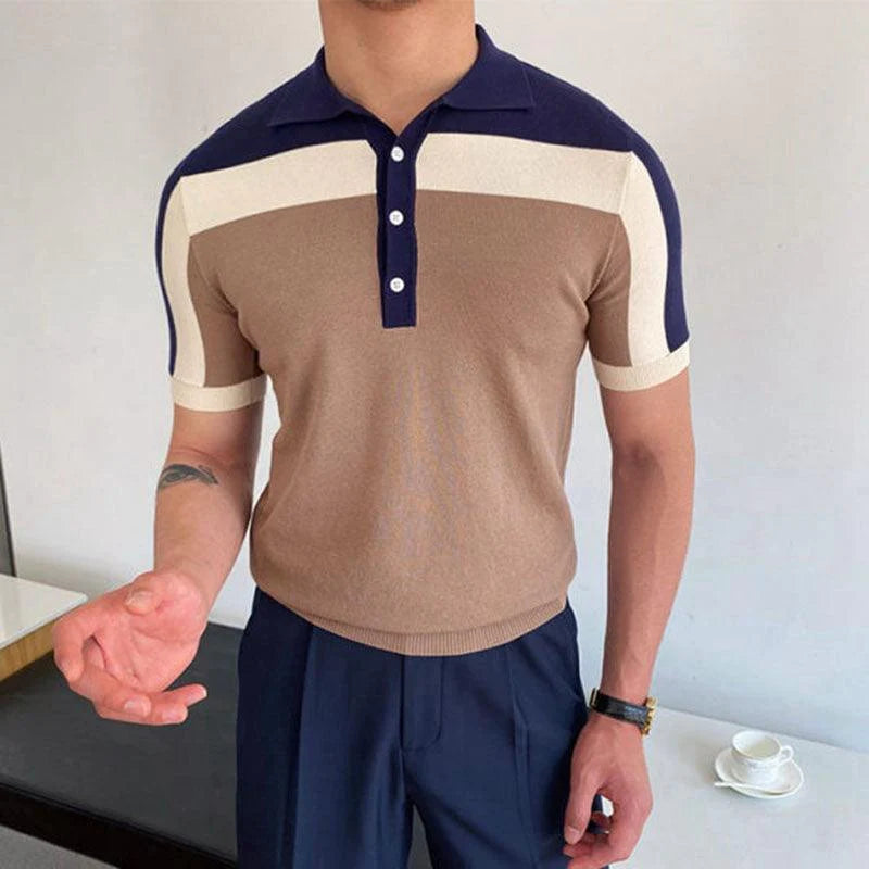 Fashion Patchwork Knitwear Short Sleeve Contrast Color - melvincucci