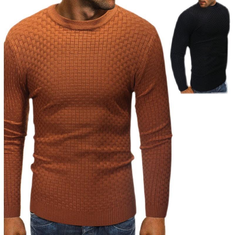 Fashion Plaid Pullover Crew Neck Sweater Knitwear - melvincucci
