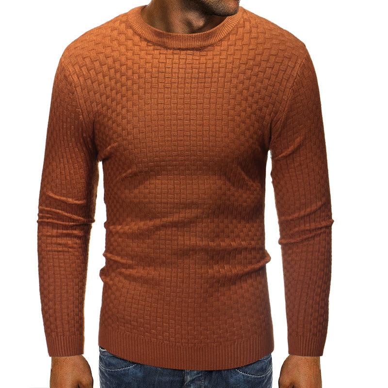 Fashion Plaid Pullover Crew Neck Sweater Knitwear - melvincucci