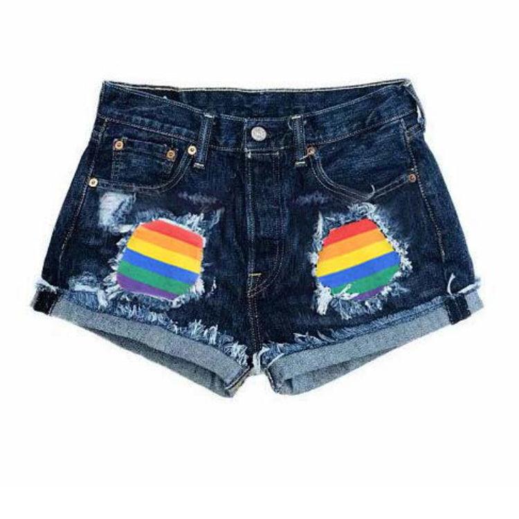 Fashion Rainbow Patchwork Denim Shorts Jeans Short Pants Denim Women 2020 - melvincucci