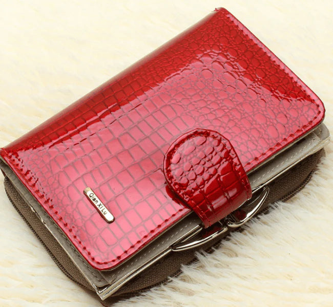 Fashion Real Patent Leather Women Short Wallets with box - melvincucci