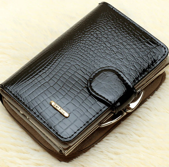 Fashion Real Patent Leather Women Short Wallets with box - melvincucci