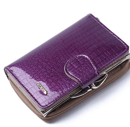 Fashion Real Patent Leather Women Short Wallets with box - melvincucci