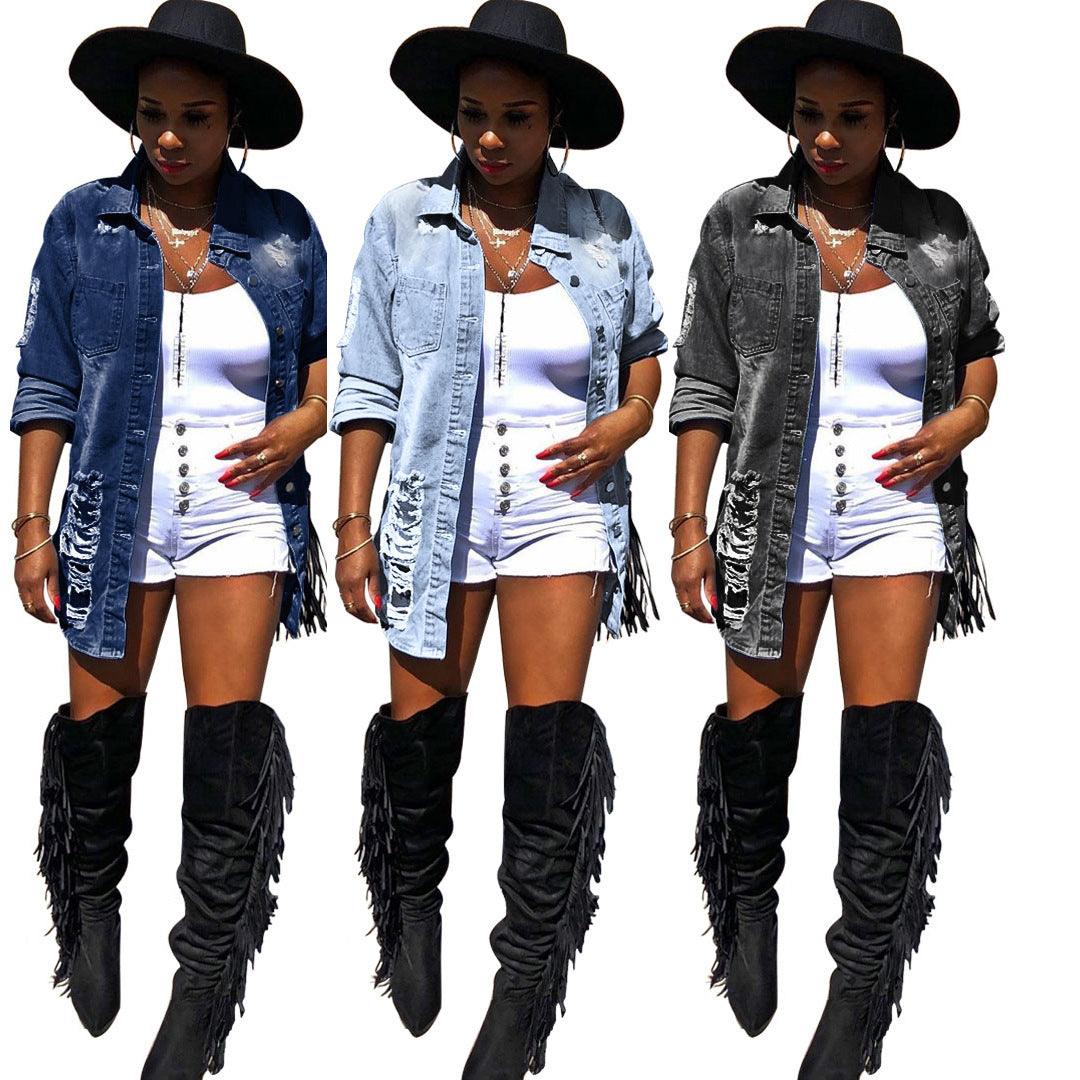 Fashion Ripped Casual Denim Jacket Women - melvincucci