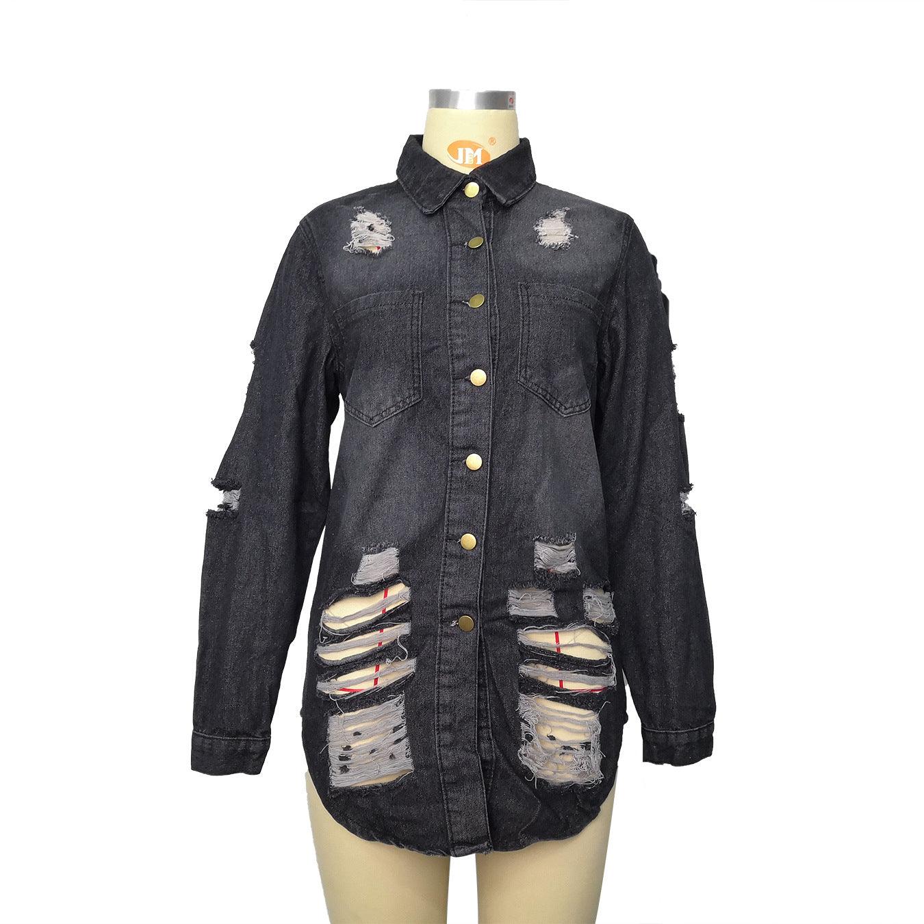 Fashion Ripped Casual Denim Jacket Women - melvincucci