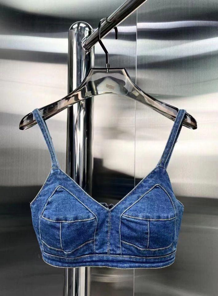 Fashion Sexy Washing Short Wrap Chest Strap Denim Vest Women - melvincucci
