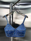 Fashion Sexy Washing Short Wrap Chest Strap Denim Vest Women - melvincucci