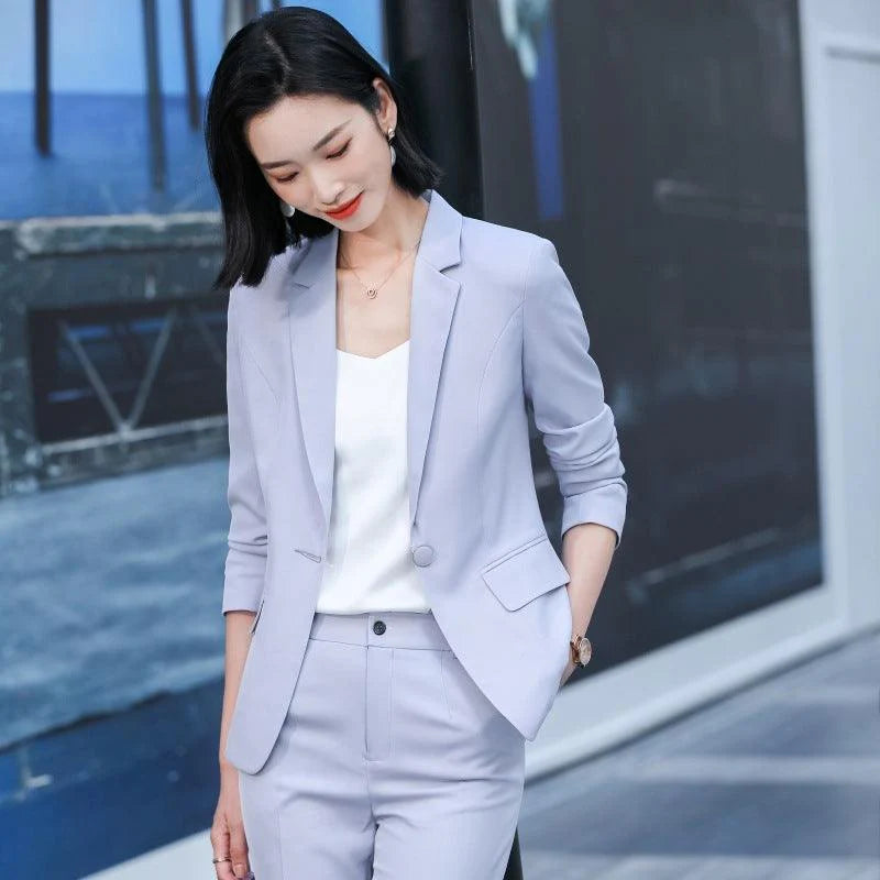 Fashion Simple Ladies Slim Long-sleeved Blazer Suit - melvincucci