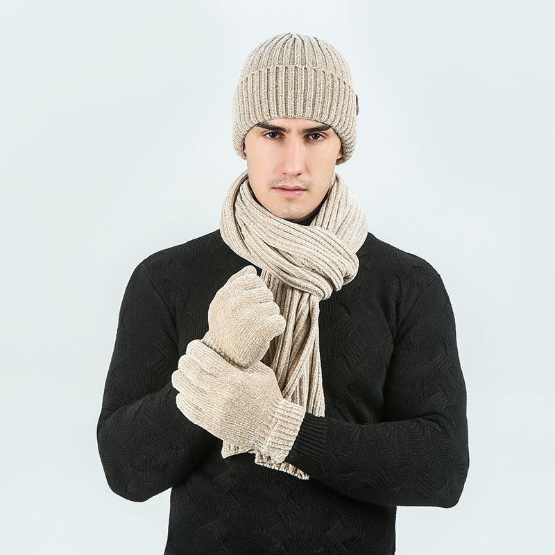 Fashion Warm Scarf Hat Gloves Three-piece Solid Color - melvincucci
