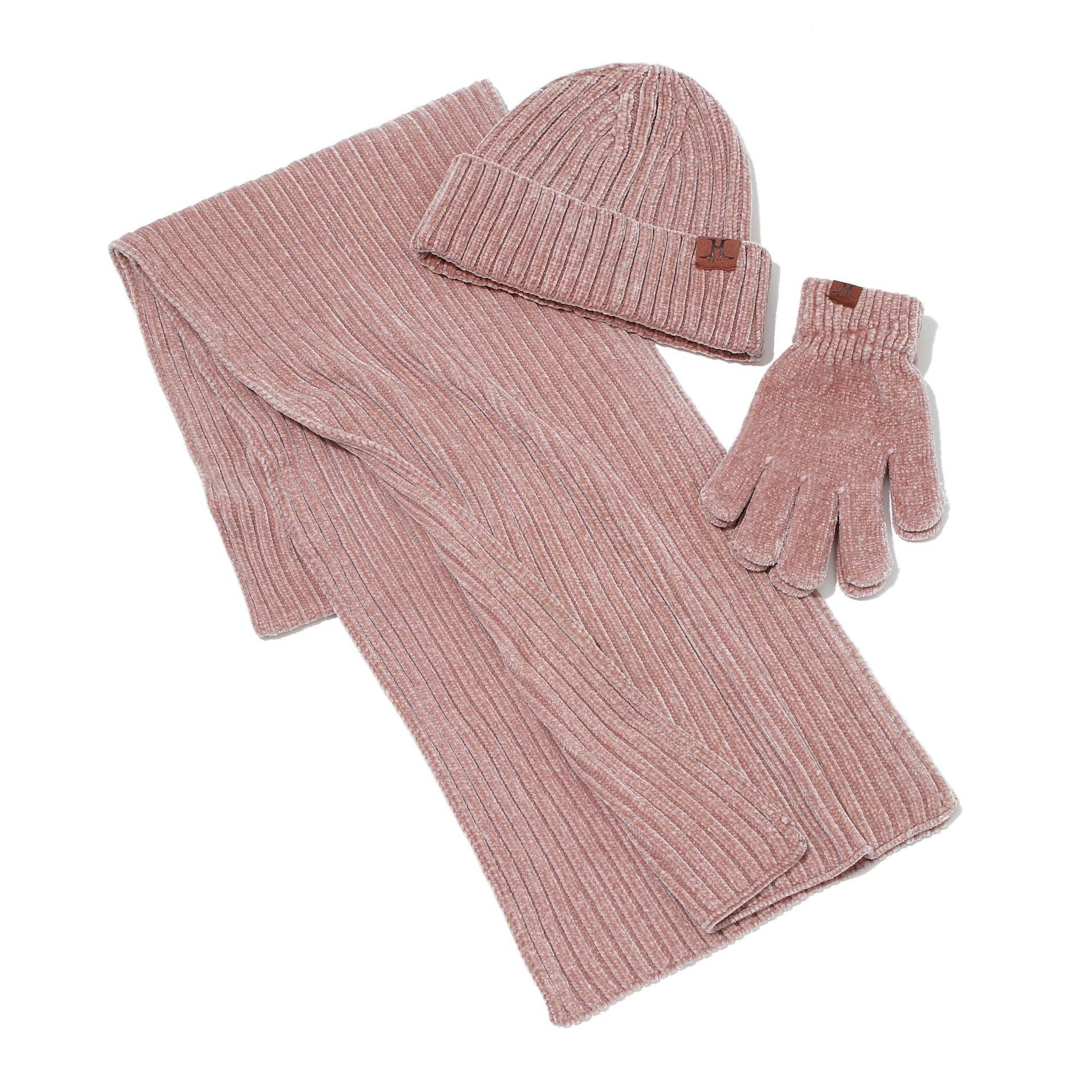 Fashion Warm Scarf Hat Gloves Three-piece Solid Color - melvincucci