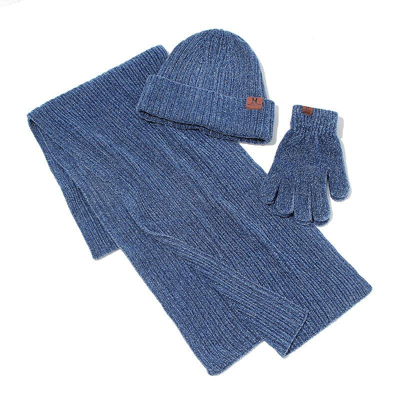 Fashion Warm Scarf Hat Gloves Three-piece Solid Color - melvincucci