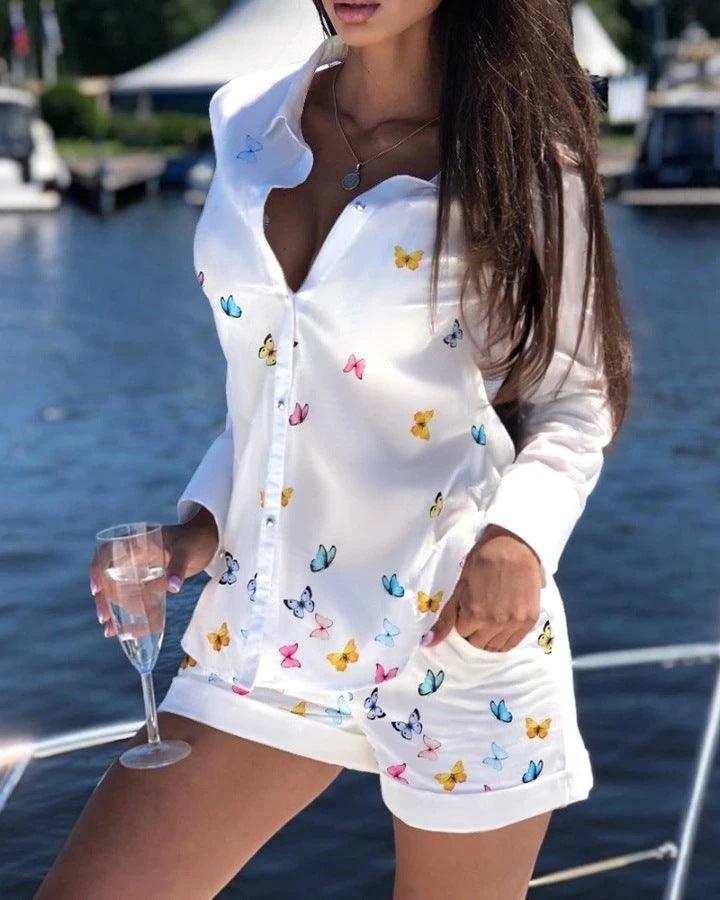 Fashion White Cutout Shirt Suit Women - melvincucci