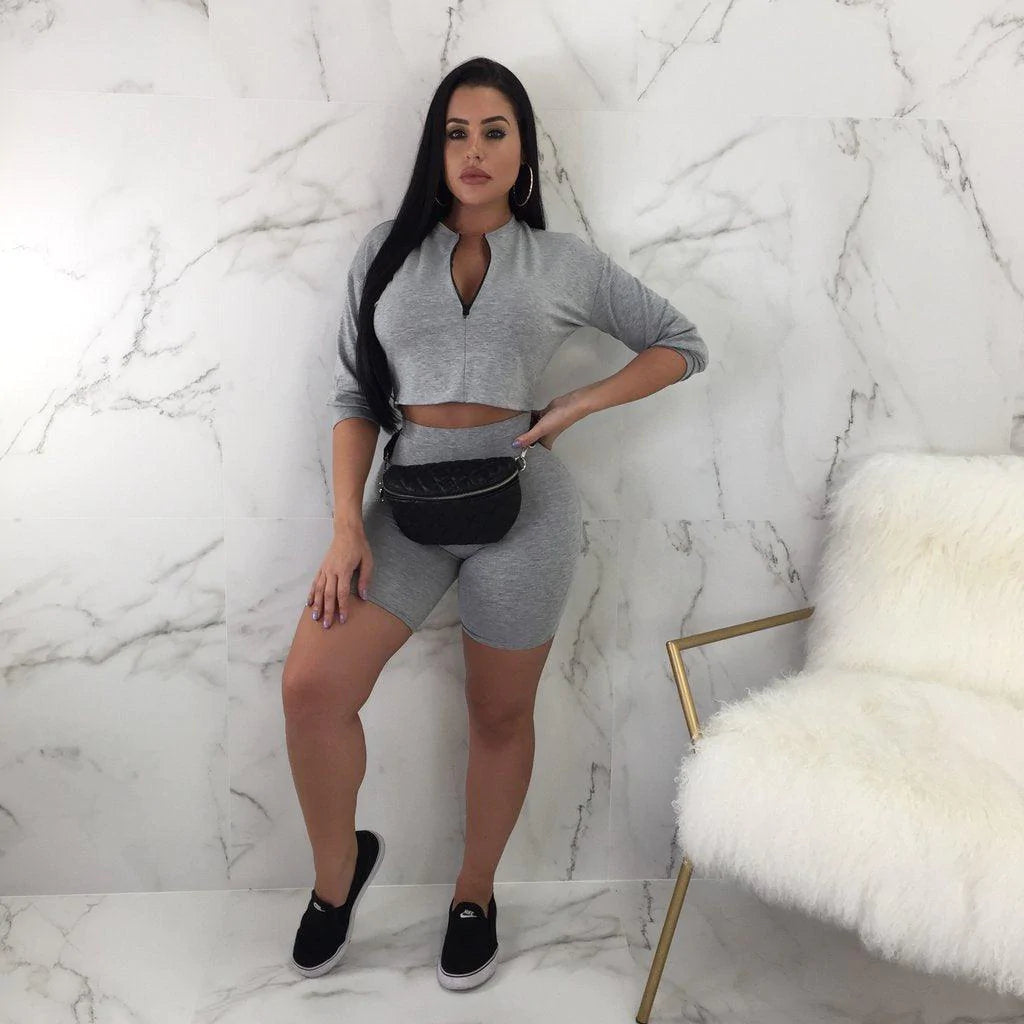 Fashion Women 2 Pieces Set Women Crop Top Hoodies Sweatshirt Tops Sweatshirt Track Pants Sweat Suits Tracksuit - melvincucci