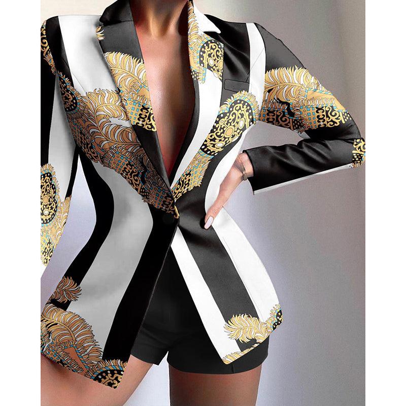 Fashionable And Simple Women's Multicolor Lapel Blazer - melvincucci