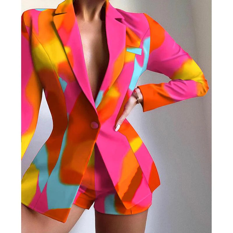 Fashionable And Simple Women's Multicolor Lapel Blazer - melvincucci