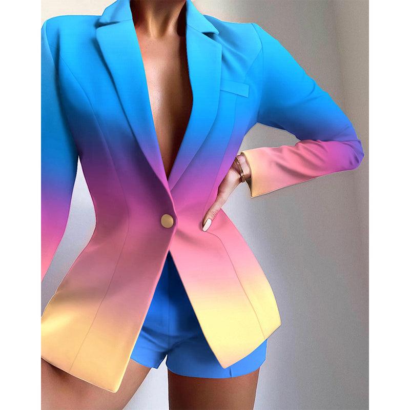Fashionable And Simple Women's Multicolor Lapel Blazer - melvincucci
